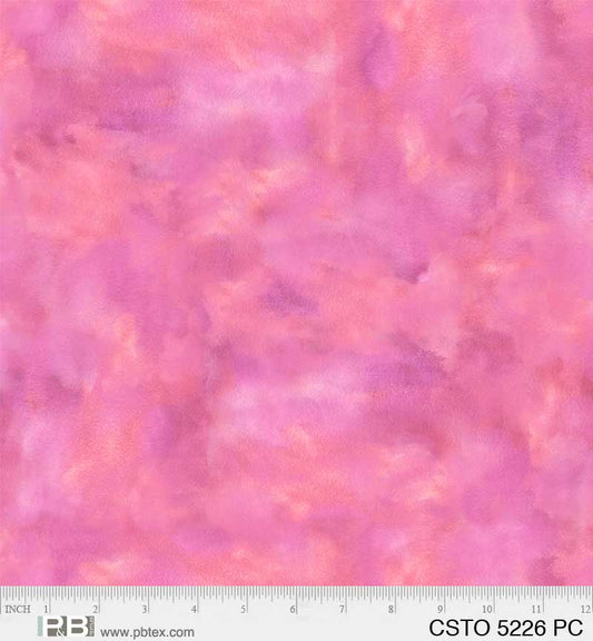 Coral Pink Color Stories Mixed Watercolor Texture Cotton Fabric