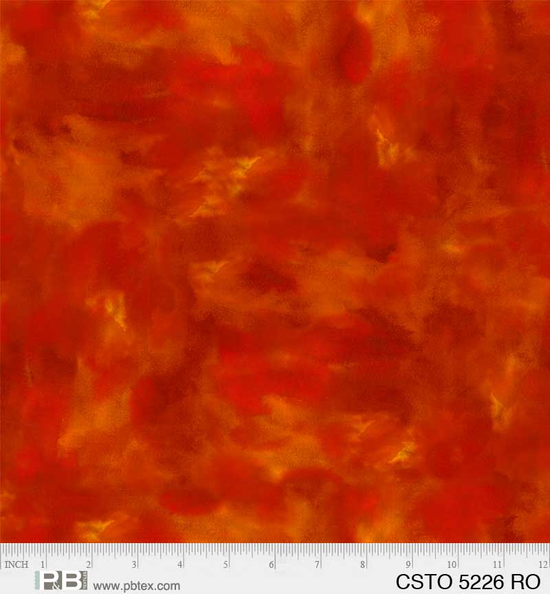 Red Orange Color Stories Mixed Watercolor Texture Cotton Fabric