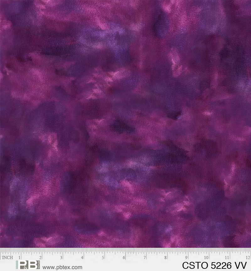 Dark Violet Color Stories Mixed Watercolor Texture Cotton Fabric