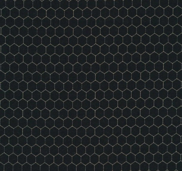 Rooster Inn Chicken Wire Grey Cotton Fabric