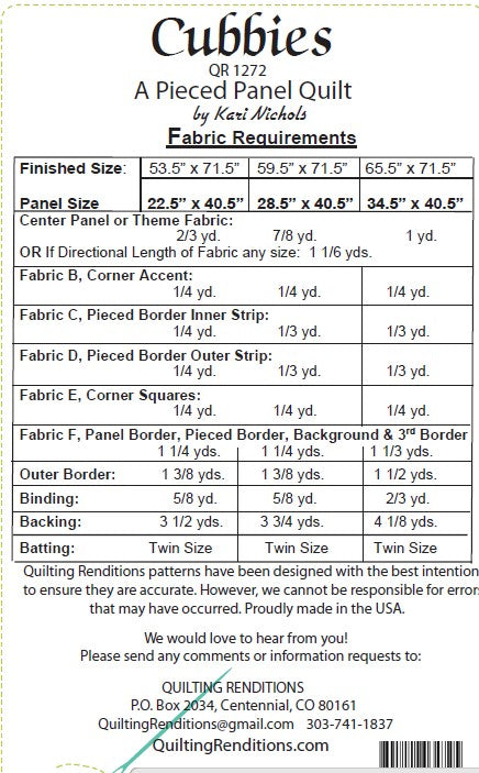 Cubbies PDF Quilt Pattern by Quilting Renditions