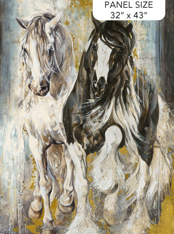 Pedigree Horse Fabric Panel by Northcott