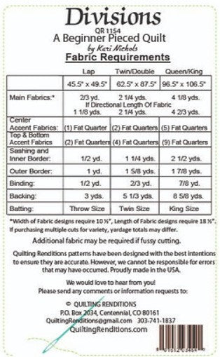 Divisions Quilt PDF Pattern by Quilting Renditions