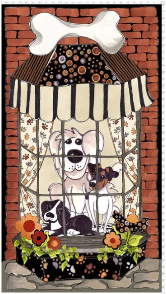 Doggies In The Window Fabric Panel #84