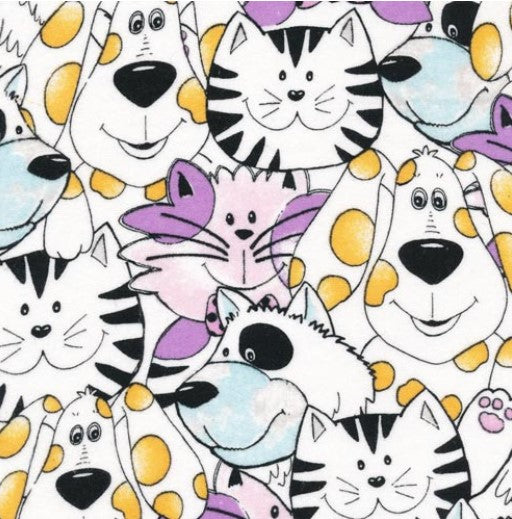 Puppy Dog and kitten flannel Fabric