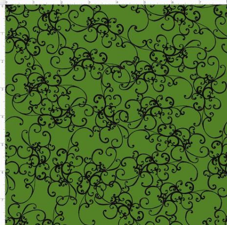 Elegant Green Scroll Fabric *
