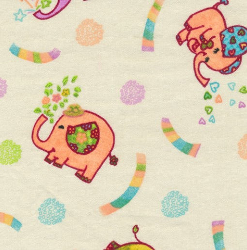 Elephants flannel Fabric