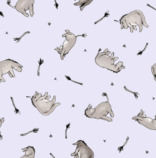 Winnie the Pooh Light Purple Eyore Donkey Cotton Fabric