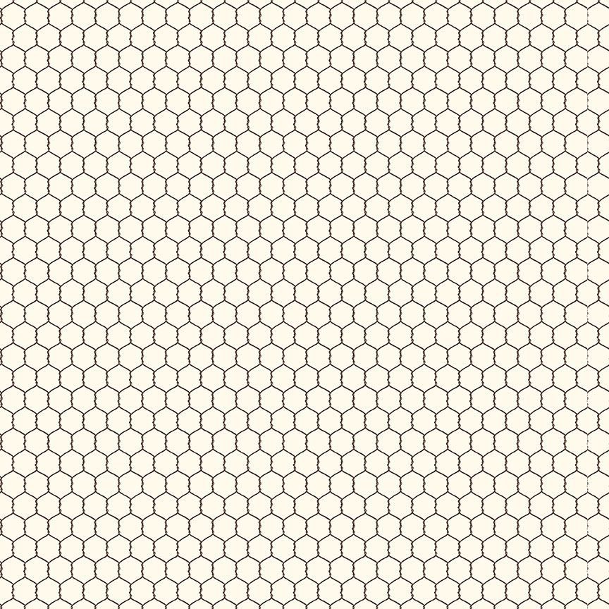 Chicken Wire, Black Wire on Cream Background Cotton Fabric by Timeless Treasures *