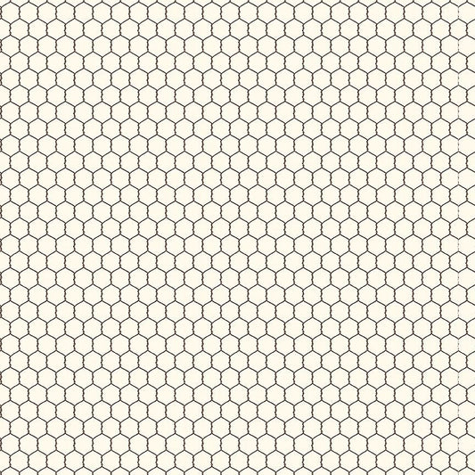 Chicken Wire, Black Wire on Cream Background Cotton Fabric by Timeless Treasures *