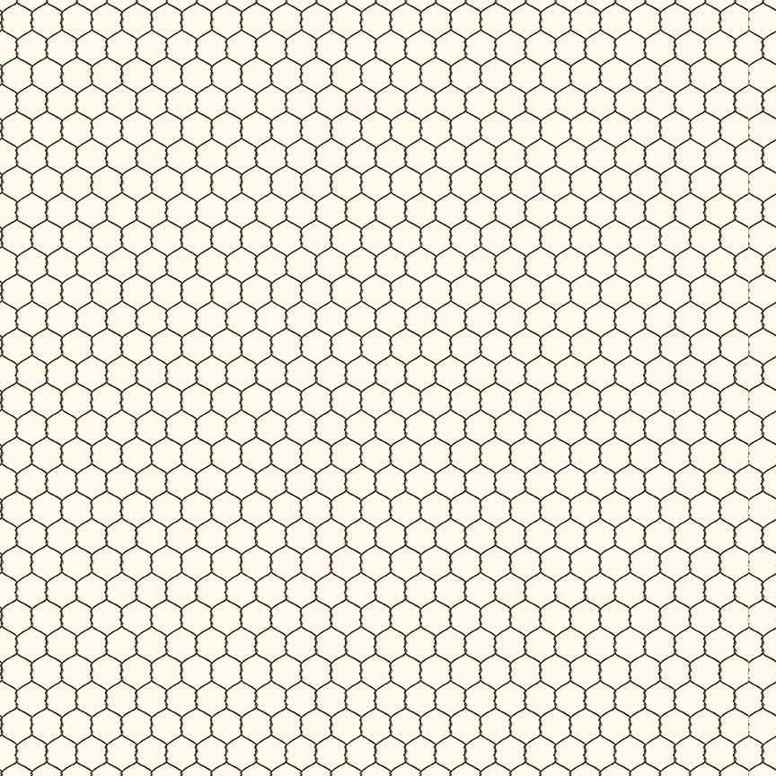 Chicken Wire, Black Wire on Cream Background Cotton Fabric by Timeless Treasures