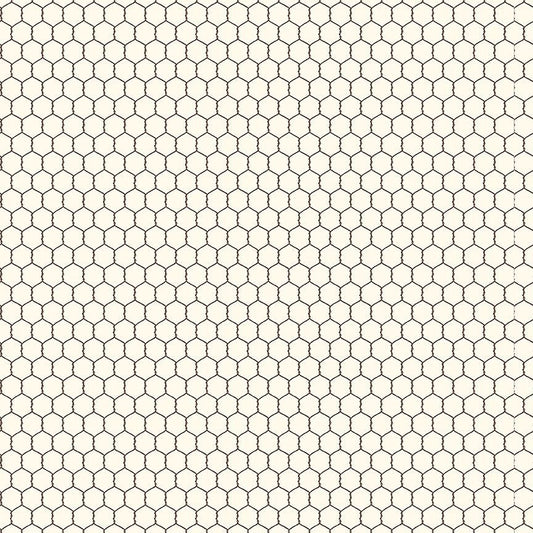 Chicken Wire, Black Wire on Cream Background Cotton Fabric by Timeless Treasures