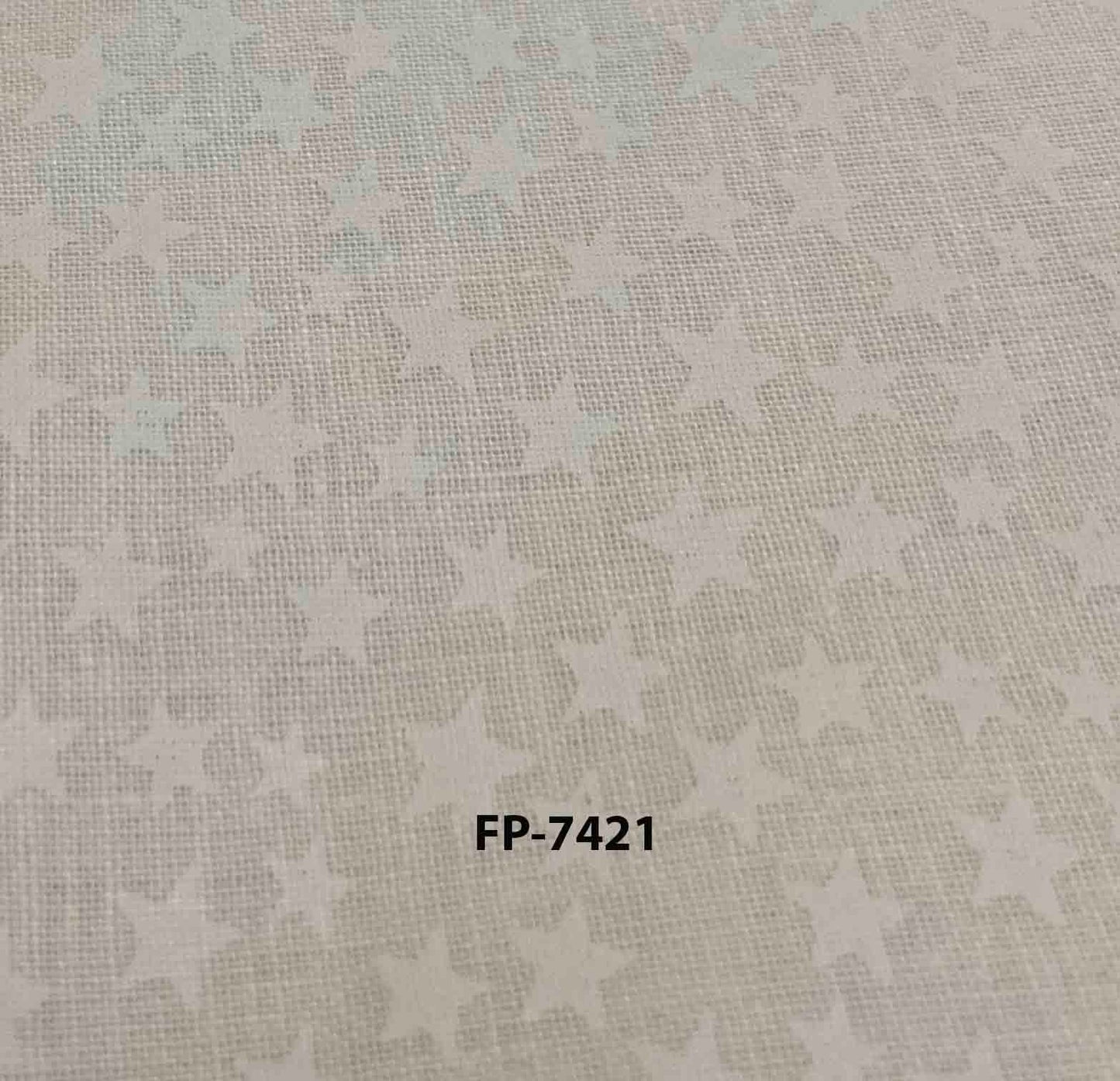 White Fabric with White Stars Cotton Fabric