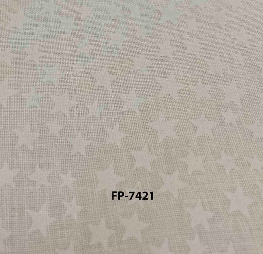 White Fabric with White Stars Cotton Fabric