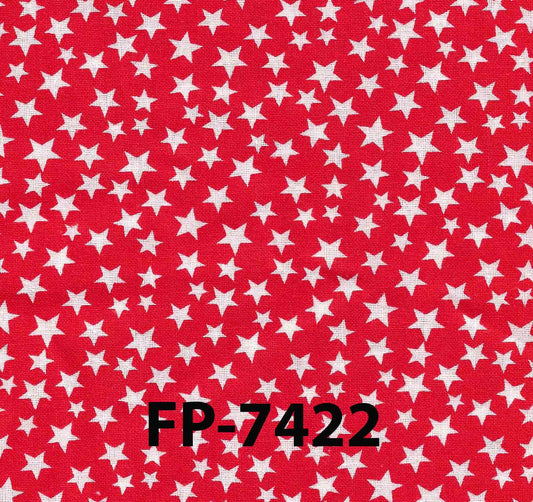 Patriotic Stars, Red Fabric with White Stars Cotton Fabric *