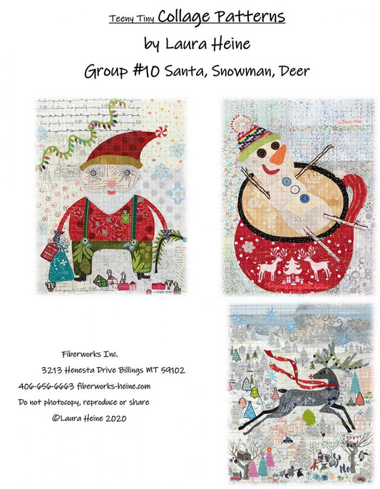 Teeny Tiny Collage Patters, Group #10 Santa, Snowman, Deer Paper Pattern#: