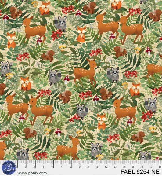 Fablewood Woodland Animals Cream Cotton Fabric