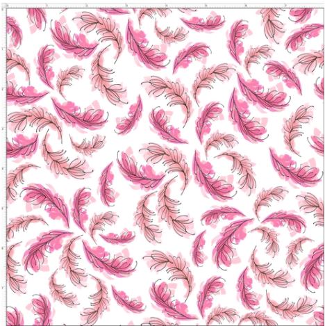 Flamingo Feathers White Fabric *