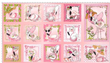 Pink Flamingo Fabric Panel