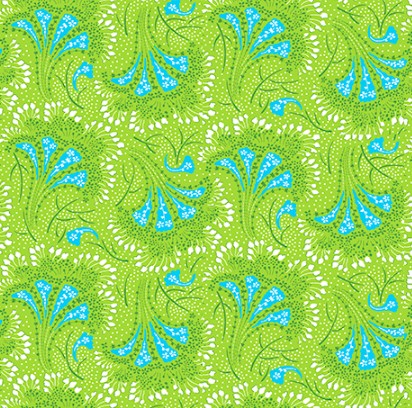 Fan Floral in Lime Cotton Fabric