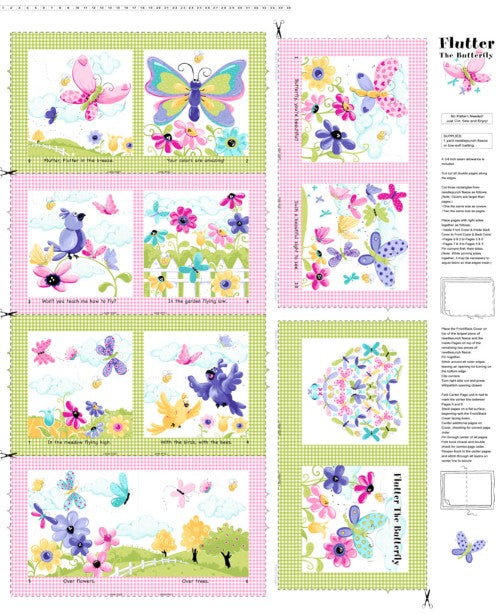 Flutter the Butterfly Book Fabric Panel by Susybee