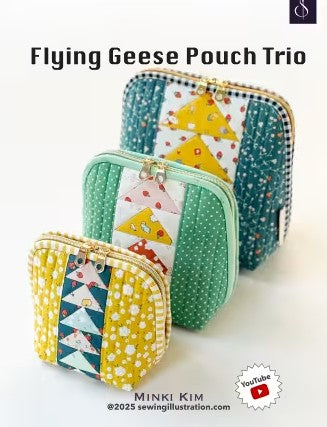 Flying Geese Pouch Trio Bag Pattern by Minki Kim