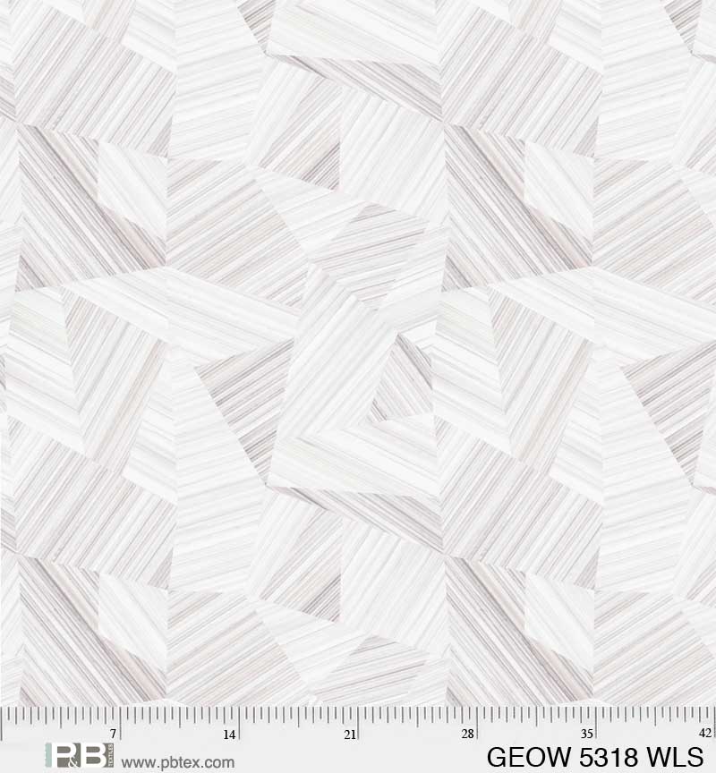 White / Light Grey Geode Geometric Elizabeth 108" Wideback Fabric