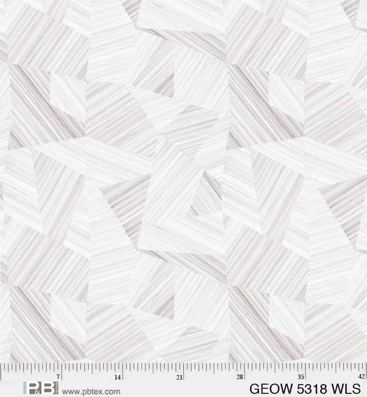 White / Light Grey Geode Geometric Elizabeth 108" Wideback Fabric