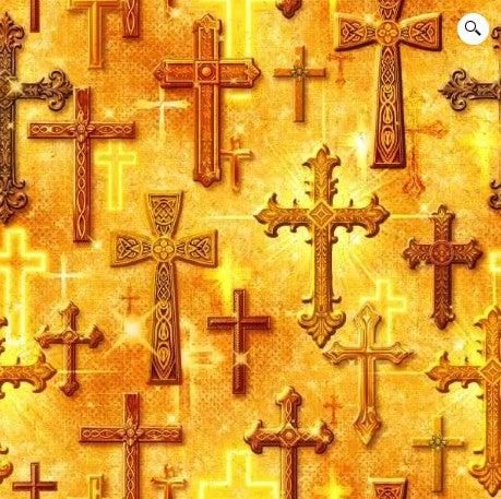 Golden Crosses Cotton Quilting Fabric