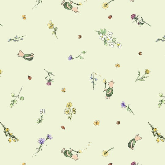 Winnie the Pooh Light Green Piglet Cotton Fabric