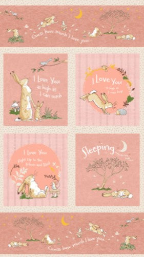 Guess How Much I Love You 2024, Rust / Pink Fabric Panel by Anita Jeram for Clothworks #56