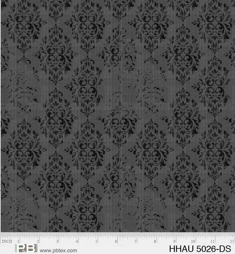 Happy Haunting skull damask Halloween fabric by PB Textiles