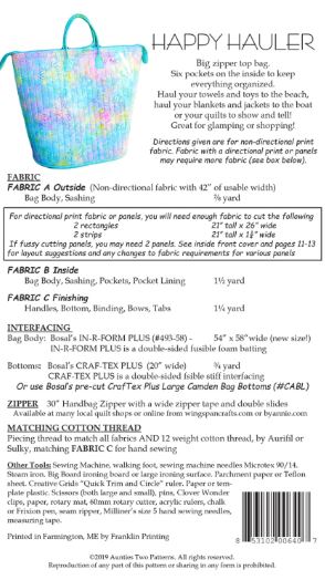 Happy Hauler Bag Pattern by Aunties Two