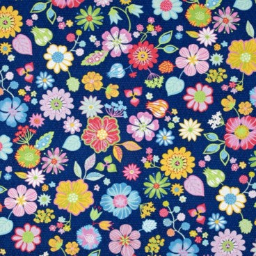 Happy Blue Floral Cotton Fabric