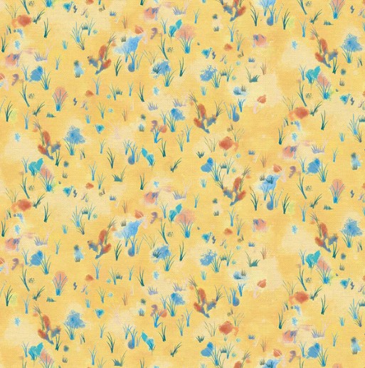 Yellow Floral Fabric, Hedgehog Collection *
