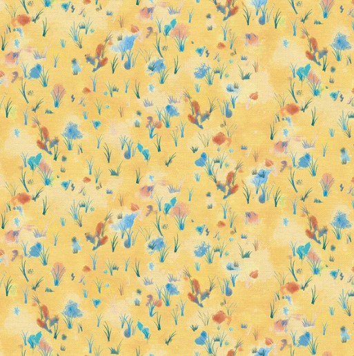 Yellow Floral Fabric, Hedgehog Collection