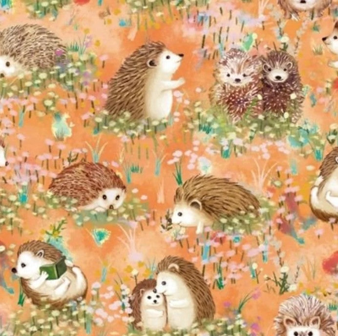 Orange Hedgehog Fabric, Hedgehog Collection *