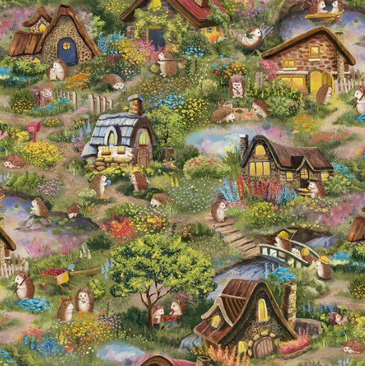 Hedgehog Village Fabric, Hedgehog Collection *