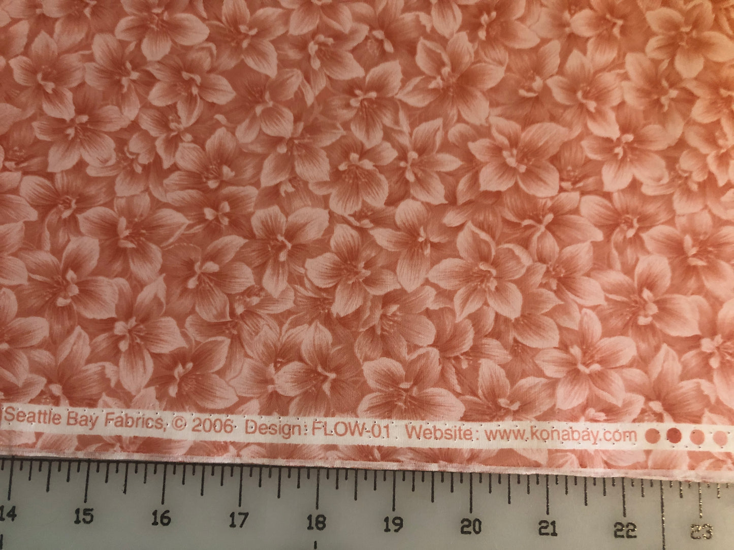 Floral Peach Cotton Quilting Fabric by Seattle Bay Fabrics