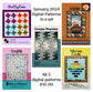 January 2024 PDF Quilt Pattern Collection of 5 digital patterns by Villa Rosa Designs, including Ballyhoo, Confetti, Creme Fraiche, Fable, Morse Code