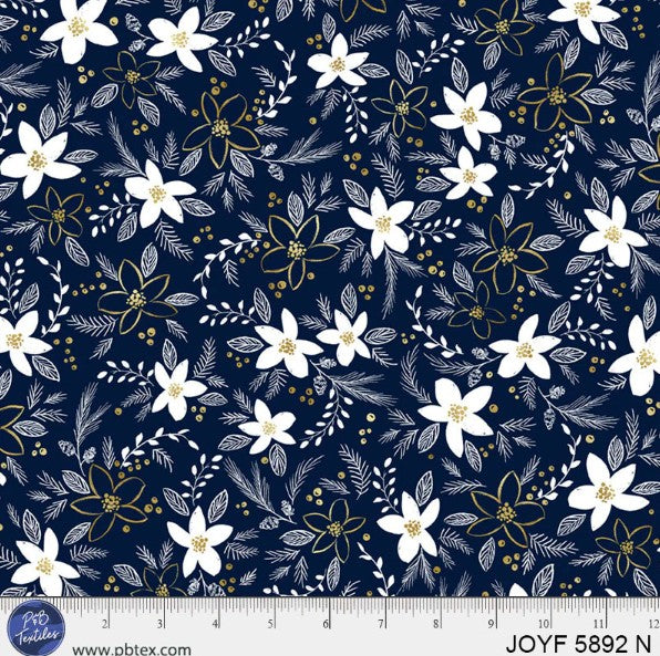 Joyful Floral in Navy Cotton Fabric