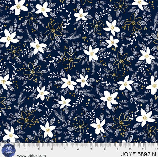Joyful Floral in Navy Cotton Fabric