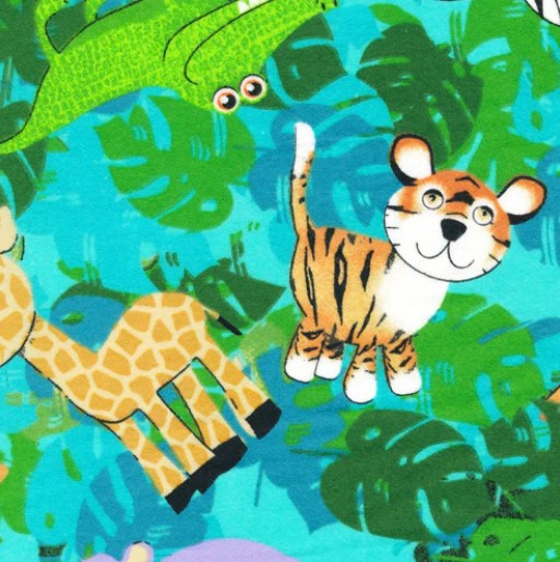 Jungle Animals Flannel Fabric