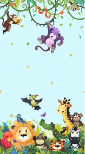 Jungle Friends Double Border Fabric by Susybee