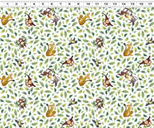 Jungle Friends Tossed Animals cotton fabric by Susybee