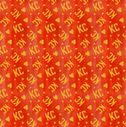 KC Chiefs Heart Toss Cotton Quilting Fabric by Paint Brush Studios