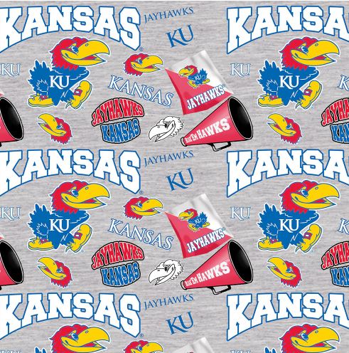 KU, University of Kansas Mascot cotton fabric by Sykel