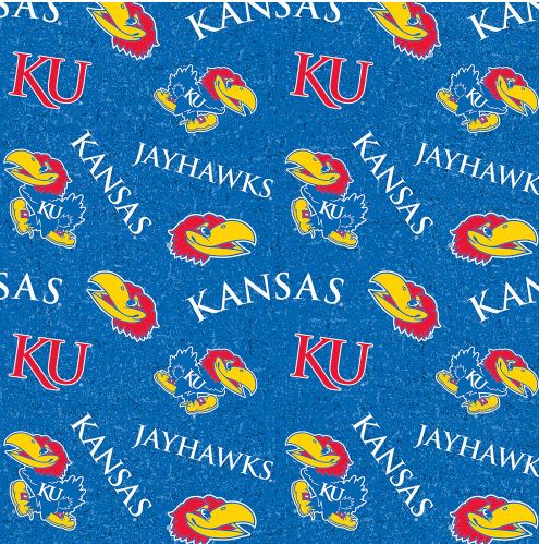 KU, University of Kansas Tone on Tone cotton fabric by Sykel *