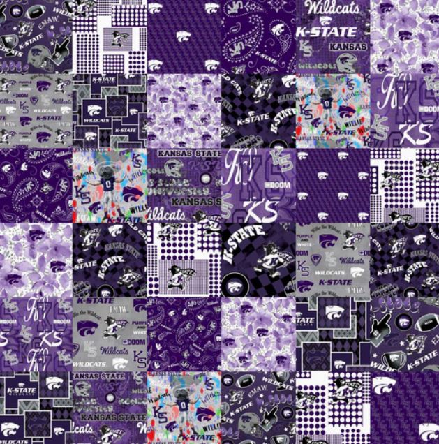 KSU Cheater Quilt Cotton Fabric 60" Wide