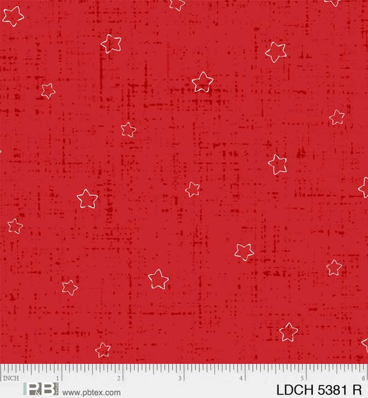 Little Darlings Christmas Star on Red Cotton Fabric